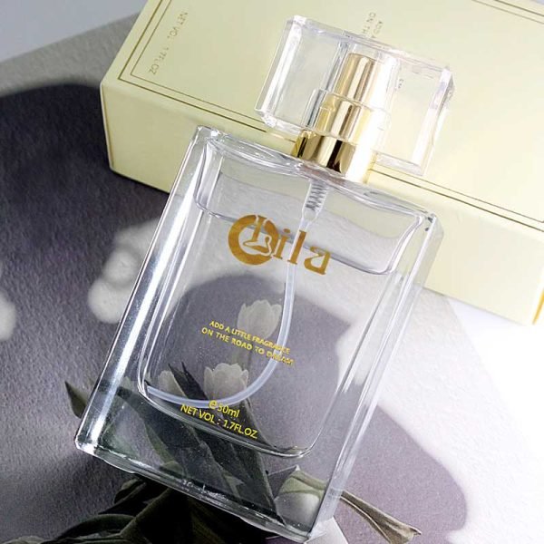 clear glass perfume bottle