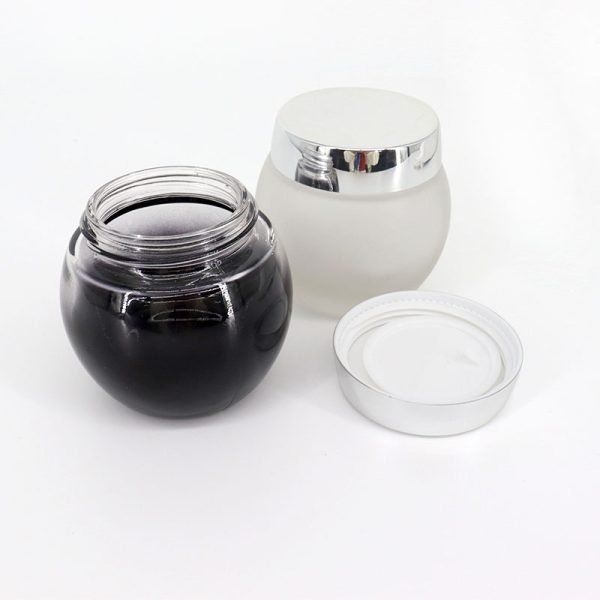 Round Glass Cosmetic Cream Jar Frosted Black White 50g 100g - Image 3