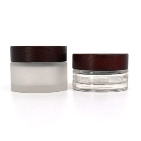 Empty Frosted Glass Cosmetic Container with Lid - Image 3