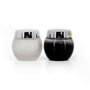 Round Glass Cosmetic Cream Jar Frosted Black White 50g 100g