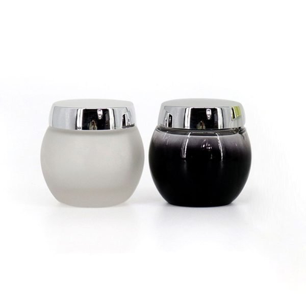 Round Glass Cosmetic Cream Jar Frosted Black White 50g 100g