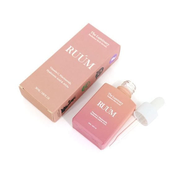 Pink Frosted Glass Essential Oil Bottle with Dropper and Paper Box - Image 2
