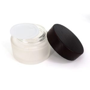 Empty Frosted Glass Cosmetic Container with Lid