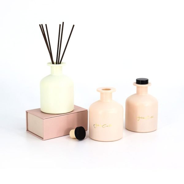 Empty Frosted Glass Reed Diffuser Bottle with Cap and Stick - Image 2