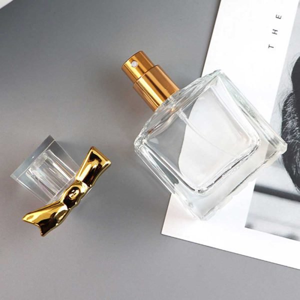 rectangle perfume bottle with golden sprayer