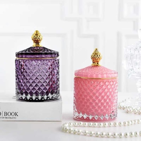 Pink Purple Crystal Candle Jar