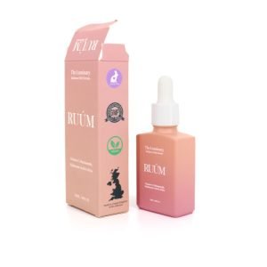Pink Frosted Glass Essential Oil Bottle with Dropper and Paper Box