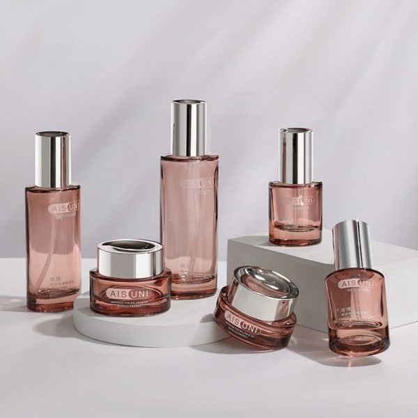 pink glass cosmetic packaging