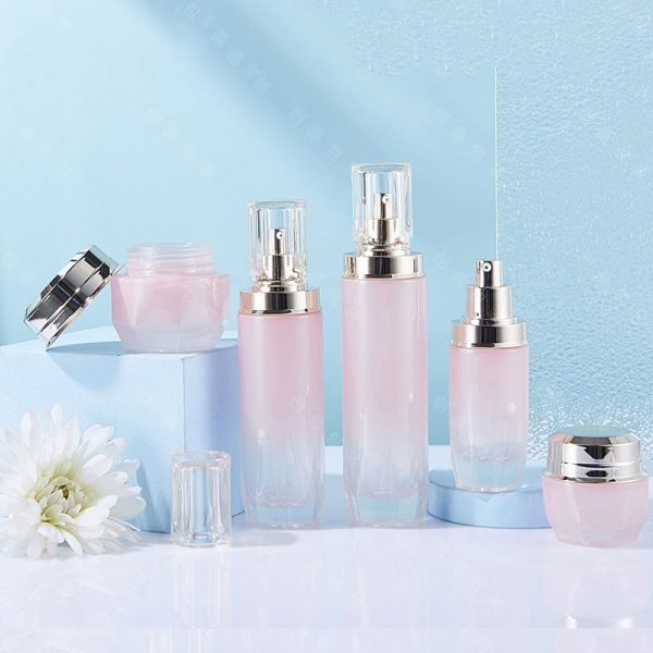 Pink Glass Cosmetic Packaging Set