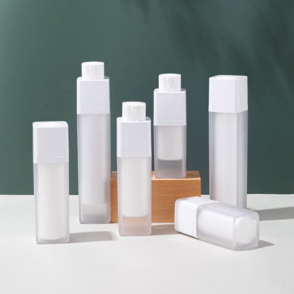 square rotating frosted airless bottle