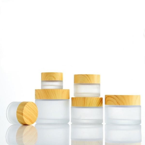 bamboo lid glass cream jars