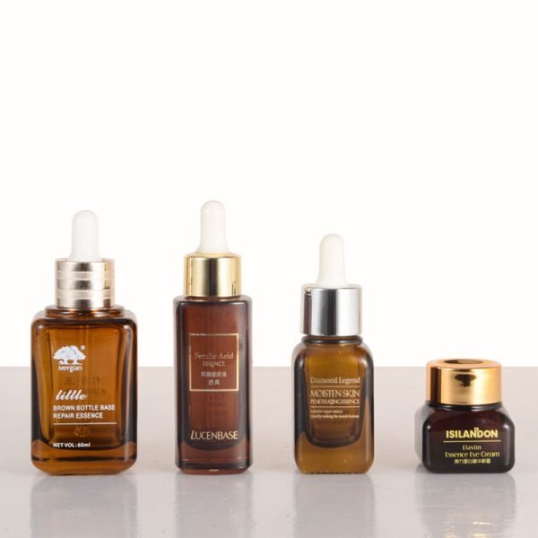 bulk amber glass bottles jars cosmetic packaging