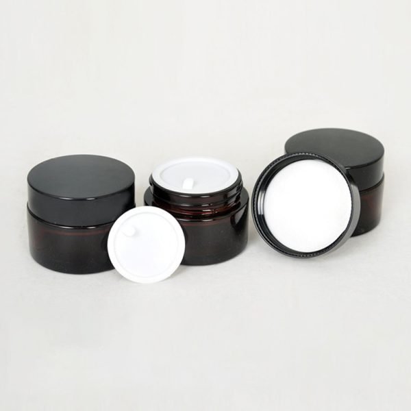 custom black glass cosmetic jars