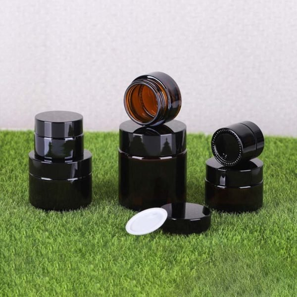 Custom Black Glass Eye Cream Jars