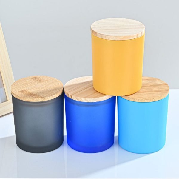 frosted glass candle jar with lid