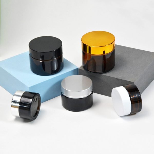 Luxury Black Glass Cosmetic Cream Jars