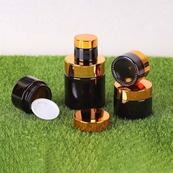 Luxury Amber Cream Jars with Golden Lids