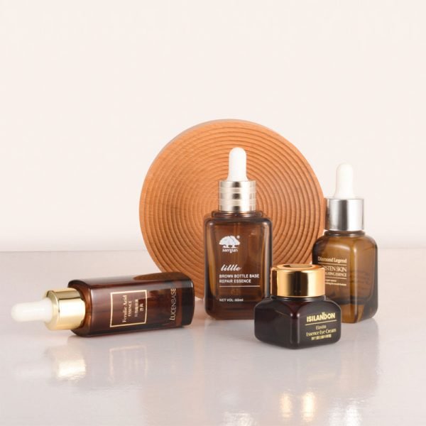 square amber glass dropper bottles