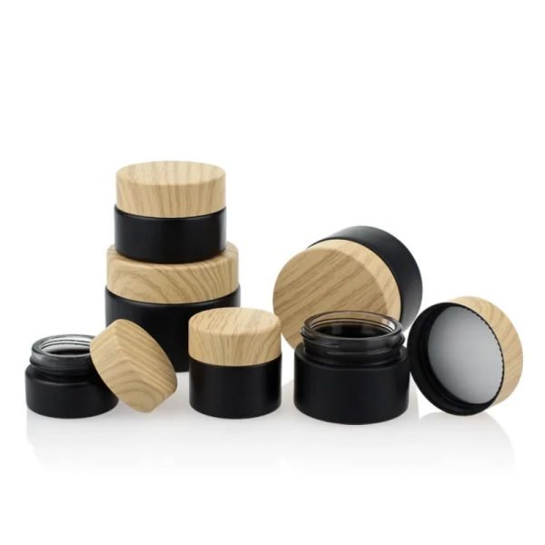 uv resistant black matte glass cosmetic jars