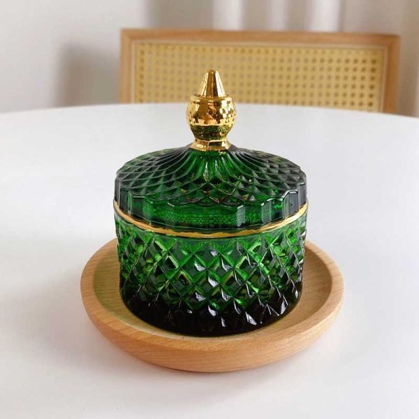 Vintage Green Glass Containers with Lids