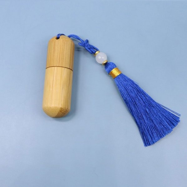 Bamboo Roll on Bottle with Blue Tassels