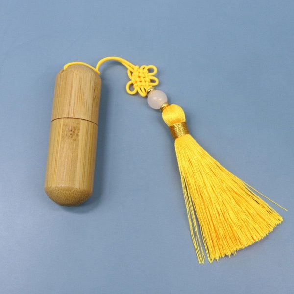 Bamboo Roller Bottle with Yellow Tassels