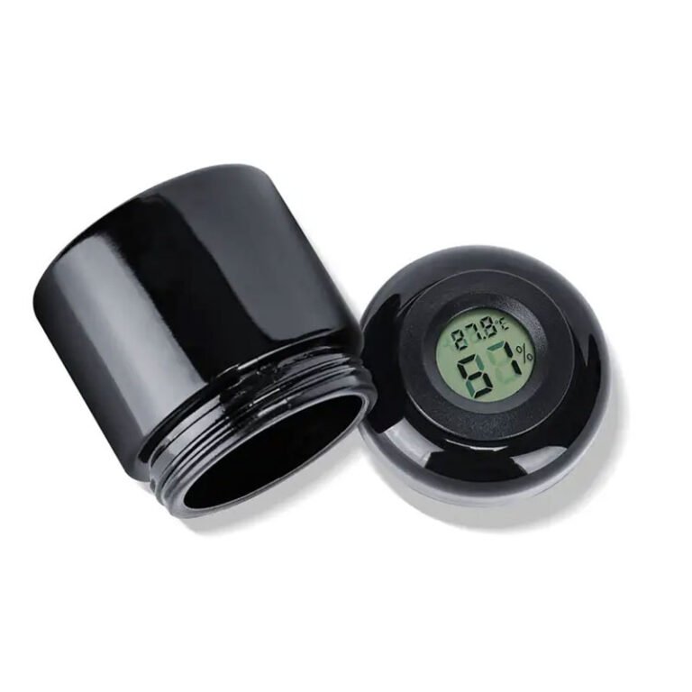 Violet Glass Jars with Hygrometer Lids UV Herb Storage Container