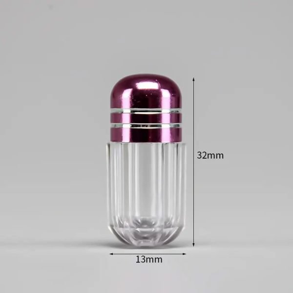 purple cap medicine pill container