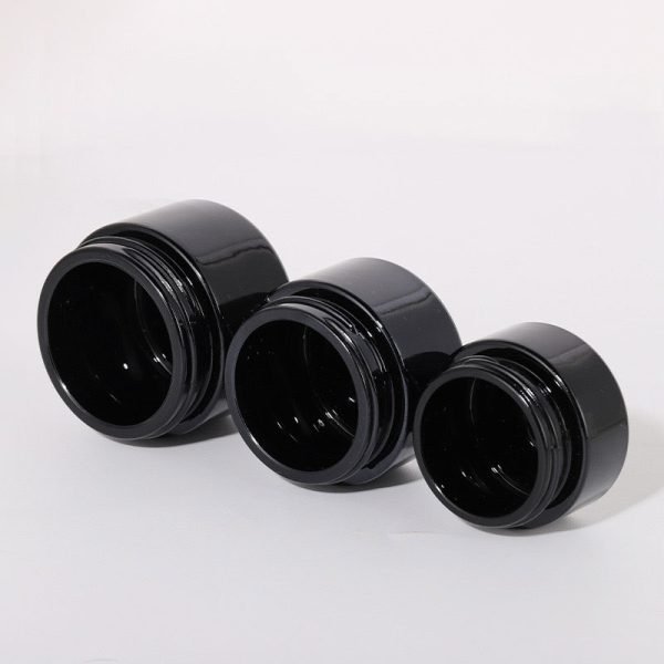 ultraviolet glass black cosmetic jars empty