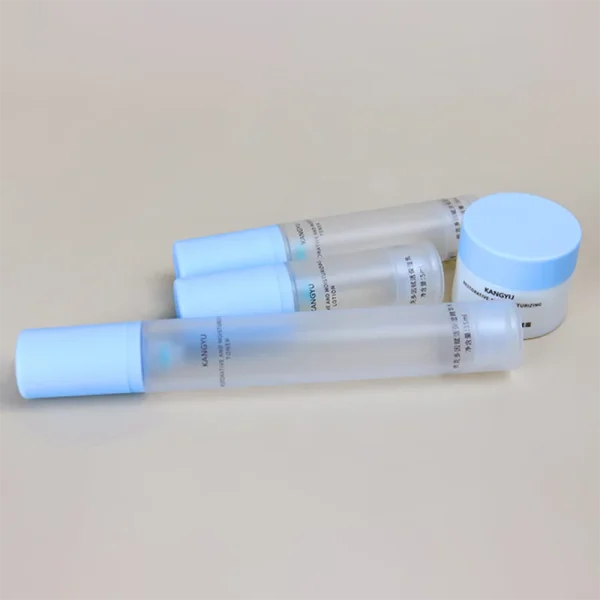 Slim 10ml 15ml Frosted Airless Pump Travel Bottles with Blue Cap - Image 6