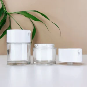 double wall airless glass cosmetic jar