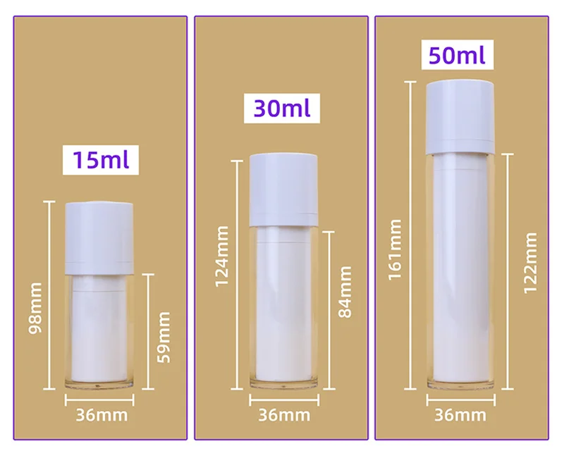 30ml airless cosmetic travel bottle