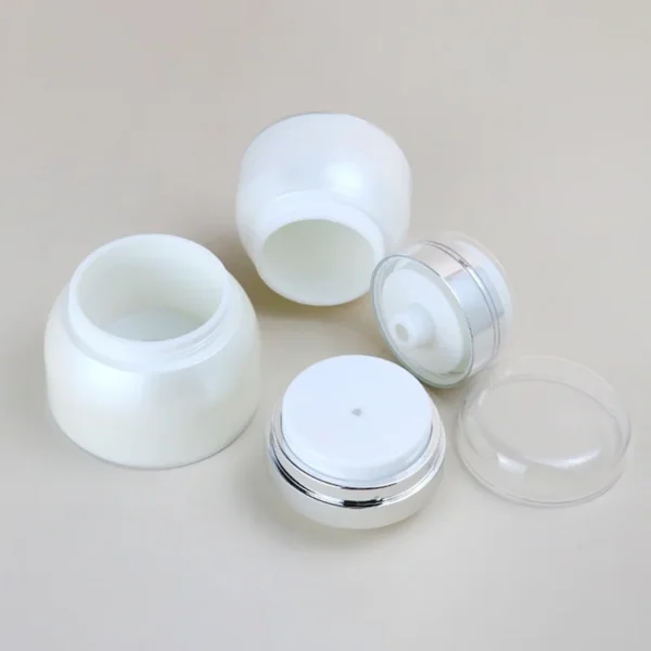 white acrylic airless cream jars