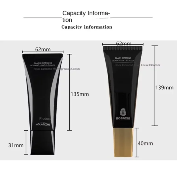 black facial cleanser tube size & capacity