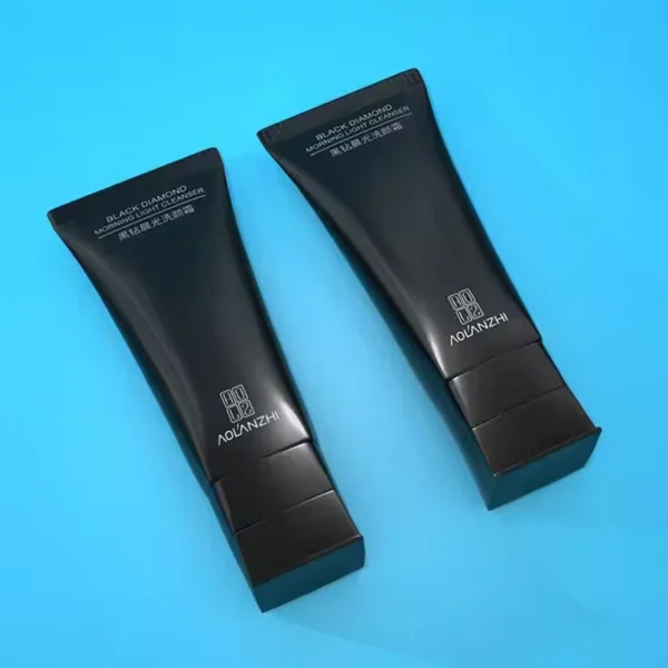 black squeeze face wash cosmetic tubes