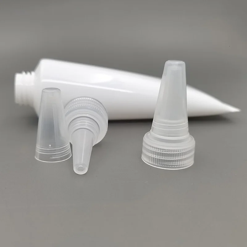 empty lotion squeeze tube with long nozzle