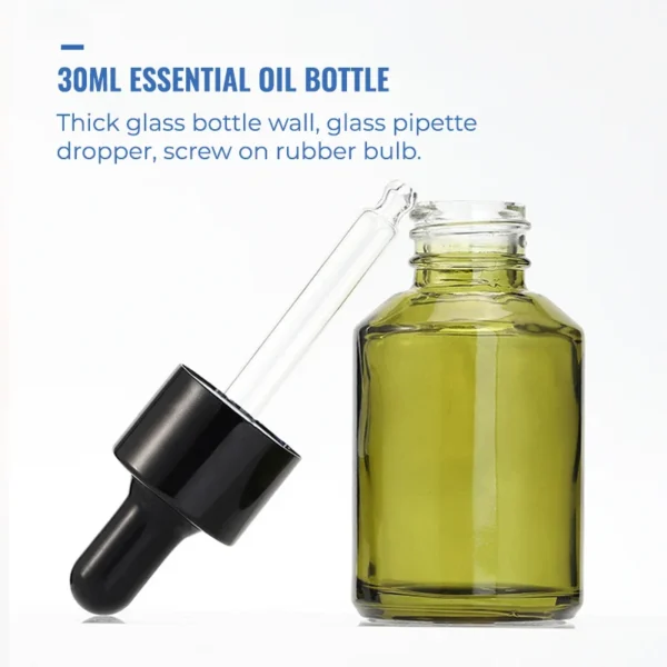 green glass essential oil dropper bottle