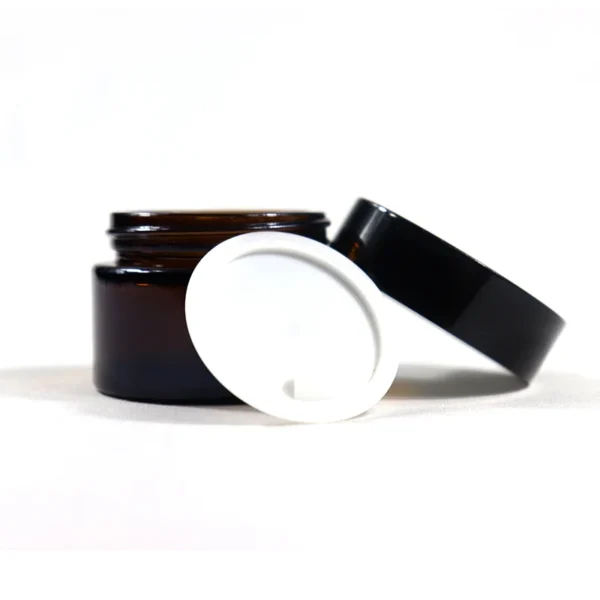 amber glass cream jar with lid