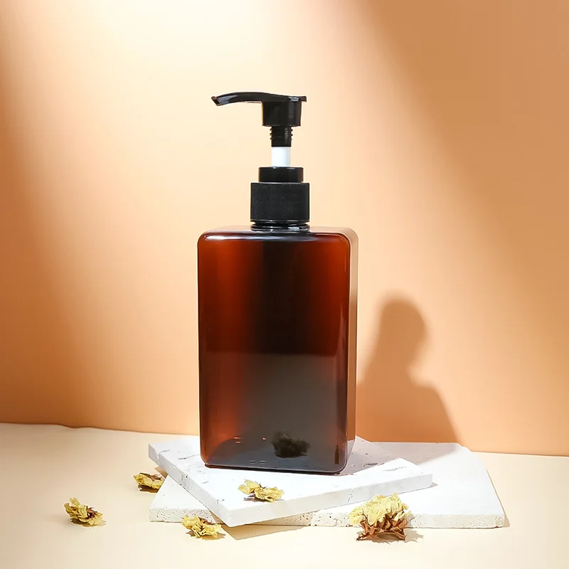 amber square lotion pump bottle