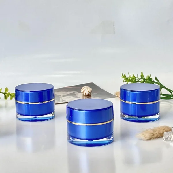 blue acrylic cosmetic cream jar