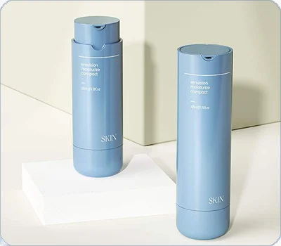 blue twist up airless cosmetic pump bottle