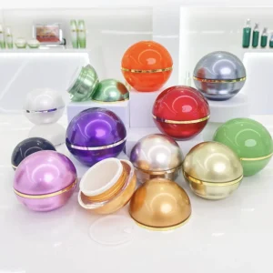 gloss colored ball-shaped acrylic cosmetic jars