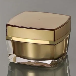 custom logo square acrylic gold cosmetic jar