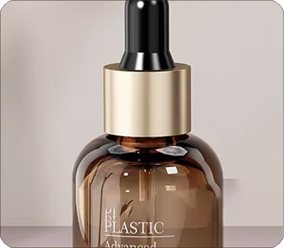 empty amber serum bottle with dropper