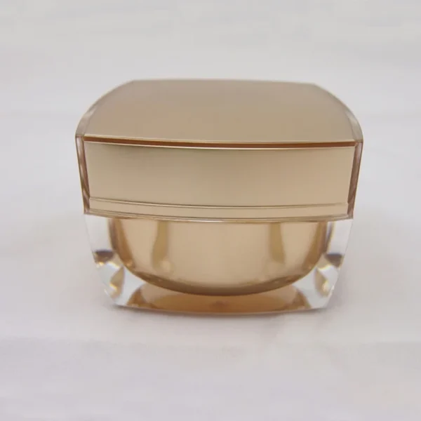 empty square acrylic cosmetic jar with gold lid