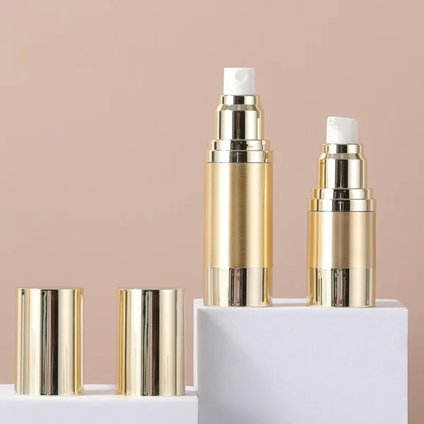 gold aluminum cosmetic airless pump bottle