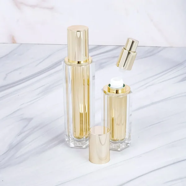 gold color acrylic pump bottles