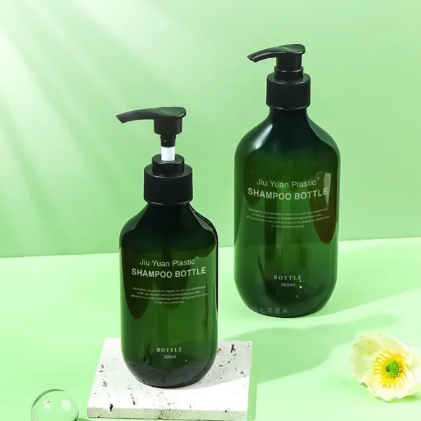 green PET plastic pump dispenser bottles