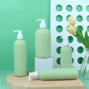 light green HDPE plastic pump bottle