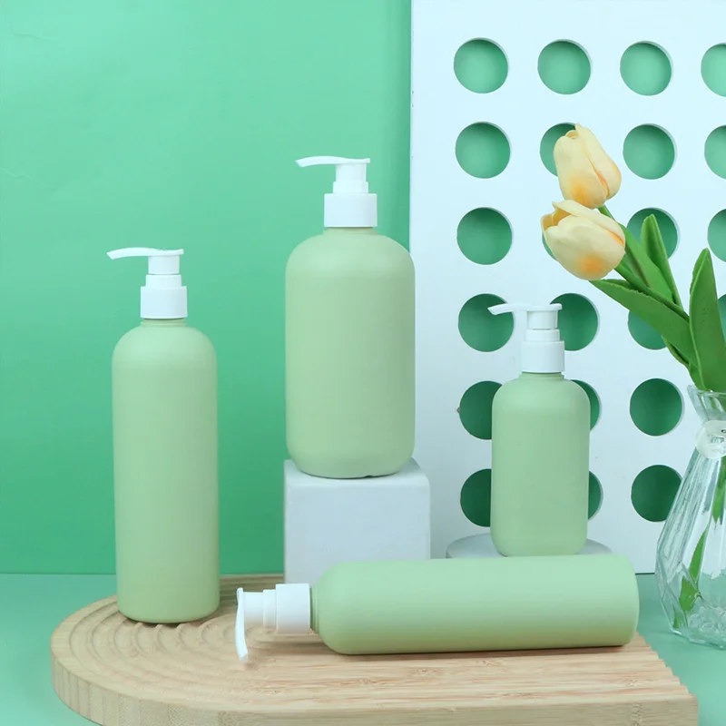 light green HDPE plastic pump bottle
